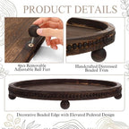 Mumufy 16" x 11.8" Oval Decorative Tray with 58" Bead Garland, Deep Brown - Image 5