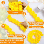 Tigeen 24 Pcs Faux Marigold Flowers Garland 5 Ft Strands,Orange, Yellow - Image 4