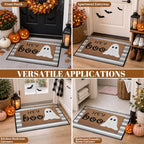2 Pcs Hey Boo Ghost Halloween Doormats, 16 x 24 in Hey Boo Ghost Door Mat and 24 x 32 in Black White Striped Layering Rug, Fall Porch Decor for Indoor Outdoor Entryway Patio Kitchen Bathroom - Image 6