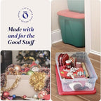 HOMZ Holiday Tote Plastic Storage Bin with Lid, 41 Qt, Clear/Red, 2 Pack - Image 6