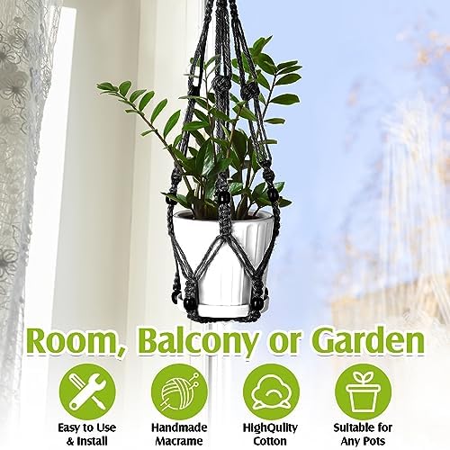 Hoteam 12 Pcs Macrame Plant Hangers Macrame Hanging Planters for Indoor Plants Handmade Boho Hanging Baskets Flower Pots Holder for Outdoor Home Wall Decor - Image 4