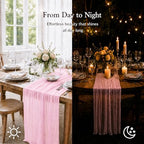 16 Pack Light Pink Cheesecloth Table Runners, 20x120 Inch - Image 5