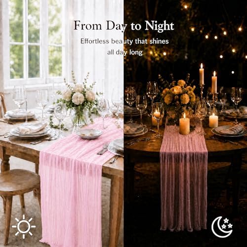 16 Pack Light Pink Cheesecloth Table Runners, 20x120 Inch - Image 5