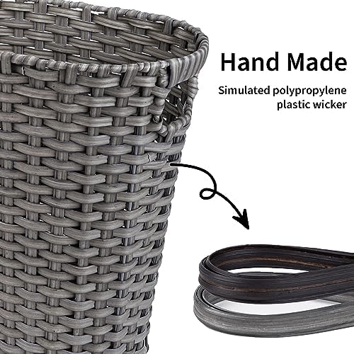 GRANNY SAYS Wicker Bathroom Trash Can, Wicker Waste Basket, Dark Gray - Image 3
