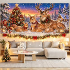 7x16FT Merry Chrismas Garage Door Banner Gingerbread Deer Snowman Santa Claus Winter Garage Door Cover Decoration for Chrismas Outdoor Decoration - Image 6