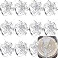 Set of 12 Christmas Napkin Rings Silver Snowflake for Dining Table Setting Napkin Ring Bulk Banquet Serviette Decor for Thanksgiving Christmas Holiday Wedding Winter Party by FCDECOR