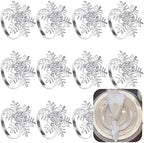 Set of 12 Christmas Napkin Rings Silver Snowflake for Dining Table Setting Napkin Ring Bulk Banquet Serviette Decor for Thanksgiving Christmas Holiday Wedding Winter Party by FCDECOR