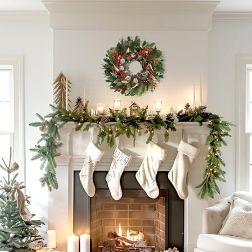 24 Inch Christmas Wreath with Red Berries, Apples, Pinecones and Eucalyptus - Image 5
