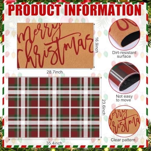 Tinideya 2 Pcs Christmas Layered Doormat Set, Holiday Front Door Mats - Image 3