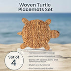 Woven Turtle Placemats Set of 4 (12.6"x17") – Water Hyacinth Placemats Indoor – Farmhouse Placemat for Dining Table – Boho Place mats – Wicker Rattan Place mats - Image 2