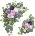 Odouzy Artificial Wedding Arch Flowers for Wedding Sign,Set of 2 for Wedding Welcome Ceremony Sign,Faux Floral Swags,Wedding, Banquet and Reception Backdrop Floral Decoration (Purple) by Odouzy