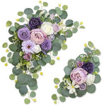 Odouzy Artificial Wedding Arch Flowers for Wedding Sign,Set of 2 for Wedding Welcome Ceremony Sign,Faux Floral Swags,Wedding, Banquet and Reception Backdrop Floral Decoration (Purple) by Odouzy