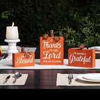 Glitzhome 3 Pack Fall Wooden Table Signs Farmhouse Thanksgiving Wood Blocks for Table Decorations Give Thanks to The Lord Thanksful Grateful Blessed Centerpiece for Tiered Tray Decor - Image 2