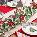 MAKHOT 6Ft Eucalyptus Garland, Green Leaves Wreath Vines Garlands Decorations, Artificial Red Berry Garland for Fireplace Gate Mantle Table Home Party Decor（2PCS - Image 4