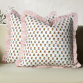 CPC Rosette Bloom Hand Block Print 100% Cotton Ruffle Throw Pillow Cover 20x20 inch with Hidden Zipper Decorative for Couch, Bed, Sofa, Farmhouse, Cottagecore Decor Gift Christmas Fall Thanksgiving by COTTONPRINTCLUB