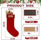 Personalized Christmas Stockings Knitted Set of 4: 18'' Large Knit Family Christmas Stocking Custom Name with Leather Patches White Red Green Bulk Xmas Stocking Hanging Decorations for Home Party - Image 6