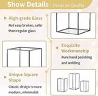 Nuptio Glass Hurricane Candle Holder for Pillar Candles 3 Pcs Black Metal Candle Holders Large Rectangular Candleholder Vase Centerpieces Decoration for Halloween Christmas Party 9.5 & 8.1 & 6.5 inch - Image 6