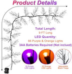 9Ft Lighted Halloween Garland Decorations Indoor, 66 LED Orange & Purple Lights Willow Vine Twig Black Halloween Garland with 8 Mode & Timer, Battery Operated Halloween Decor for Mantel Fireplace Home - Image 2