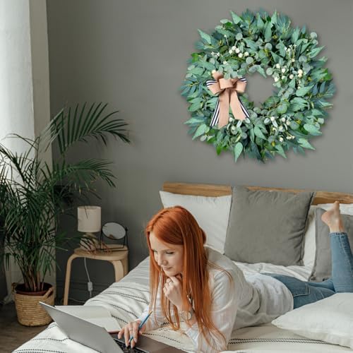 WREATHOME 26'' Large Eucalyptus Wreath for Front Door Year Round - Image 4