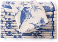 FINGERCRAFT Cloth Napkins Set of 12 Cotton Linen, 20x20 Inch, Toile by FINGERCRAFT