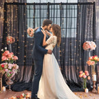 20x10ft Black Tulle Backdrop Curtain with Lights String for Parites, Sheer Backdrop Curtains for Wedding Baby Shower Birthday Party Photo Shoot Decorations - Image 3