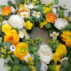Spring Wreaths for Front Door Outside 24 Inch Yellow & White Spring Summer Wreath with Peony Rose Ranunculus Daffodil & Greenery, Indoor Outdoor Vibrant Hanging Season Decor for Wall Porch - Image 4