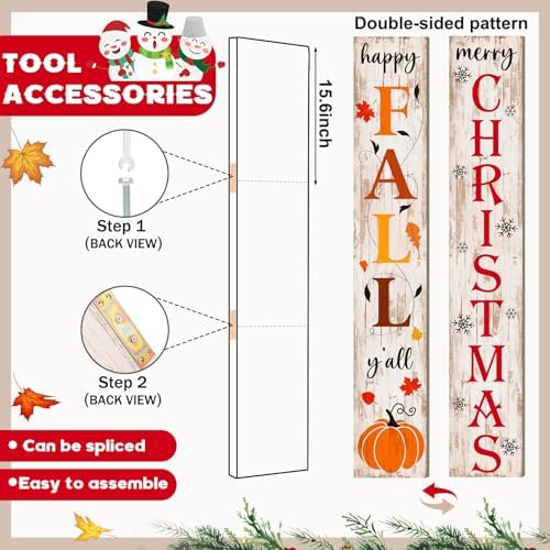 Fall Porch Sign 47" Wooden Christmas Welcome Sign for Front Door - Image 5