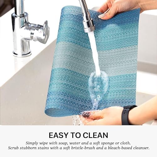 LEXMORE PlaceMats Set of 12 Vinyl/Plastic Woven Place Mats for Kitchen Table Indoor/Outdoor Washable PlaceMat Wipeable Dining Table Mats(Ocean Geode) - Image 4