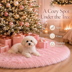 AOGU 72 Inch Faux Fur Christmas Tree Skirt Pink Plush Skirt for Merry Christmas Party Christmas Tree Decoration - Image 6
