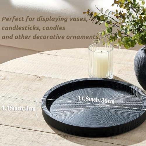 Vanselia Decorative Table Tray Round Trays Home Decor Cement (11.8" Black) - Image 6