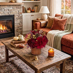 Hydrangea 13.8" Fall Flowers Arrangement in Baskets Pot Outdoor Indoor Fake Hydrangea Peonies Artificial Flowers in Woven Baskets Fall Decor Red Orange Faux Plants Porch Autumn Decorations for Home - Image 7