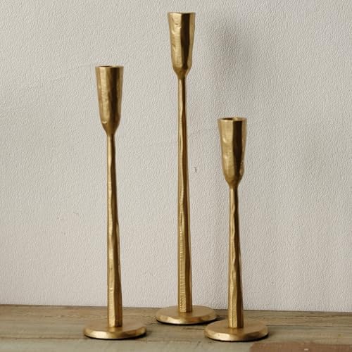 Gold Iron Taper Candle Holder Set of 3, Heavy Wrought Iron Candlestick Holders Decorative Candle Stand, Vintage Candle Holder for Wedding, Dining, Home Decoration by Unknown