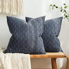 MIULEE Pack of 2 Decorative Burlap Linen Throw Pillow Covers Modern Farmhouse Vintage Pillowcase Rustic Woven Textured Cushion Cover for Sofa Couch Bed 22x22 Inch Blue by MIULEE