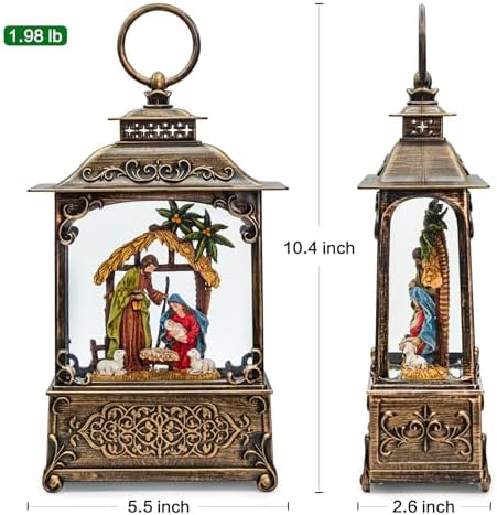 Christmas Snow Globes Lantern with Music, Jesus Christ Nativity Scene Snow Globe with Swirling Glitter Effects, USB/Battery Powered with 6-Hour Timer, Christmas Decorations - Image 4