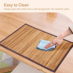 Bamboo Placemats Set of 8 with Fabric Border, Table Mats, Camel - Image 6
