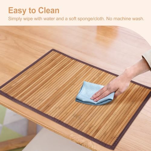 Bamboo Placemats Set of 8 with Fabric Border, Table Mats, Camel - Image 6