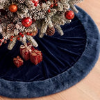 Skylety 48" Velvet Christmas Tree Skirt with Faux Fur Trim,Navy Blue by Skylety
