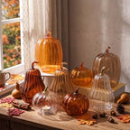 Yungyan Set of 3 Glass Pumpkin Fall Decor Table Centerpiece, Brown - Image 6