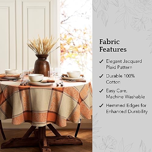 Threadmade Autumnal Harvest Jacquard Tablecloth, Multicolor - 60" W x 84" L Oval - Image 3