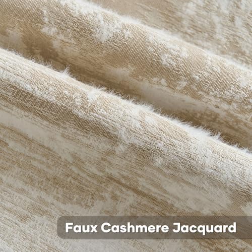 FUTEI Pack of 2 Faux Cashmere Throw Pillow Covers 22x22 Inch, Khaki White - Image 2