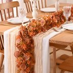 8Pack Eucalyptus Garland, Fall Artificial Eucalyptus Garland with Flowers - Image 2