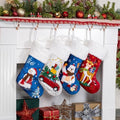BHD BEAUTY Christmas Stocking 4 Pack Green Blue Red Velvet Embroidery Pattern Soft Faux Fur for Family Decorations Hanging Ornament for Xmas Holiday Party by bhdbeauty
