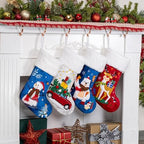 BHD BEAUTY Christmas Stocking 4 Pack Green Blue Red Velvet Embroidery Pattern Soft Faux Fur for Family Decorations Hanging Ornament for Xmas Holiday Party by bhdbeauty