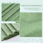 2 Pack Burlap Table Runners 13x84 inch Rustic Farmhouse Light Green Jute Burlap Roll for Spring Wedding Brithday Home Outoor BBQ Party Chair Kitchen Decorations - Image 3