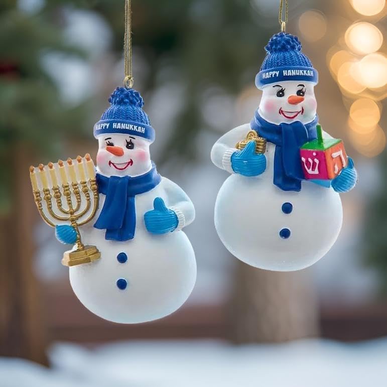 The Bridge Collection Happy Hanukkah Snowman Ornaments - Set of 2 - Image 4