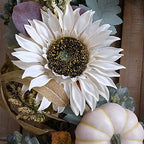 idyllic 20" Fall Wreath for Front Door with White Sunflower Artificial Pumpkins,Green & Yellow Leaves Harvest Wreath for Festival Thanksgiving Farmhouse Wall Home Decor - Image 6