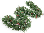 Christmas Garland with Prelit 9ft Christmas with 50 Warm White Lights, Pulg in, Snow PVC Mixed PE Pine Cones Red Berry Garland Xmas Decor for Stairs Wall Door Indoor Outdoor by INSTREECHRISTMAS