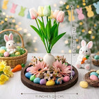 Easter Table Centerpiece with Ceramic Vase and Wood Tray, Easter Egg Table Decor and Pastel Wreath for Dining Room Table,Easter Table Artificial Flower Tulip Decor and Spring Decor (Ceramic Vase) - Image 7