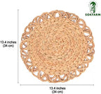 Round Woven Placemats Set of 6, 13.4 Inch Water Hyacinth Charger Plates for Dinner Plates, Handwoven Wicker Table Mats with Flower Edge, Boho Farmhouse Kitchen Table Decor, Natural Rattan Look - Image 2