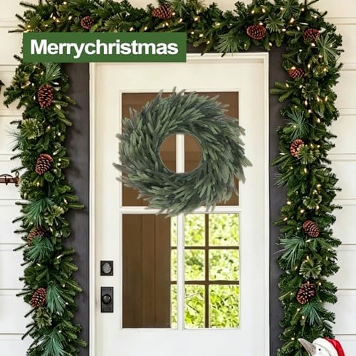 Norfolk Pine Christmas Wreath for Front Door Decoration, 2 Pack - Image 5